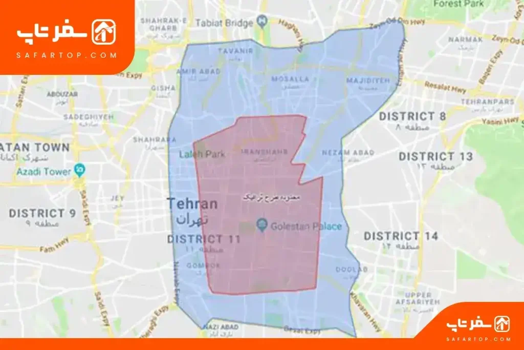 محدوده طرح ترافیک پارک شهر 1_4 پارک شهر، محدوده طرح ترافیک